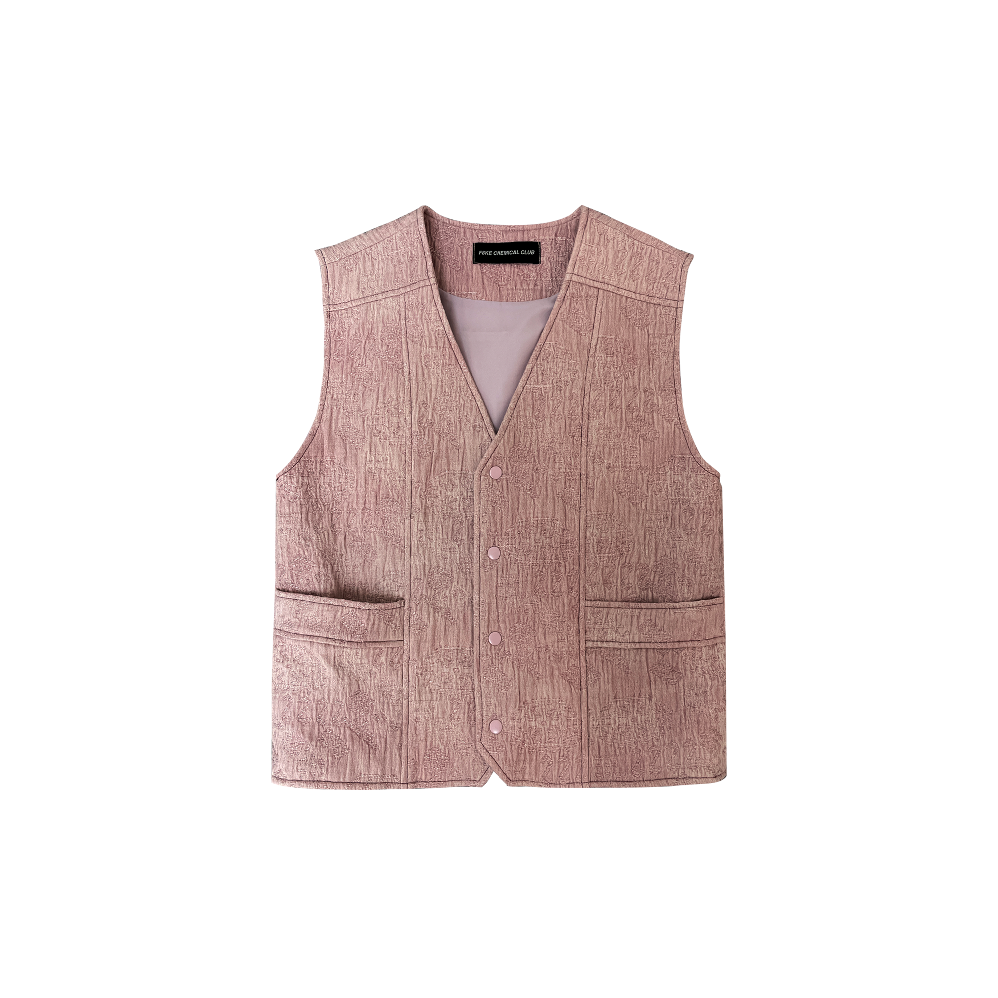 Pink Jacquard Snap Vest