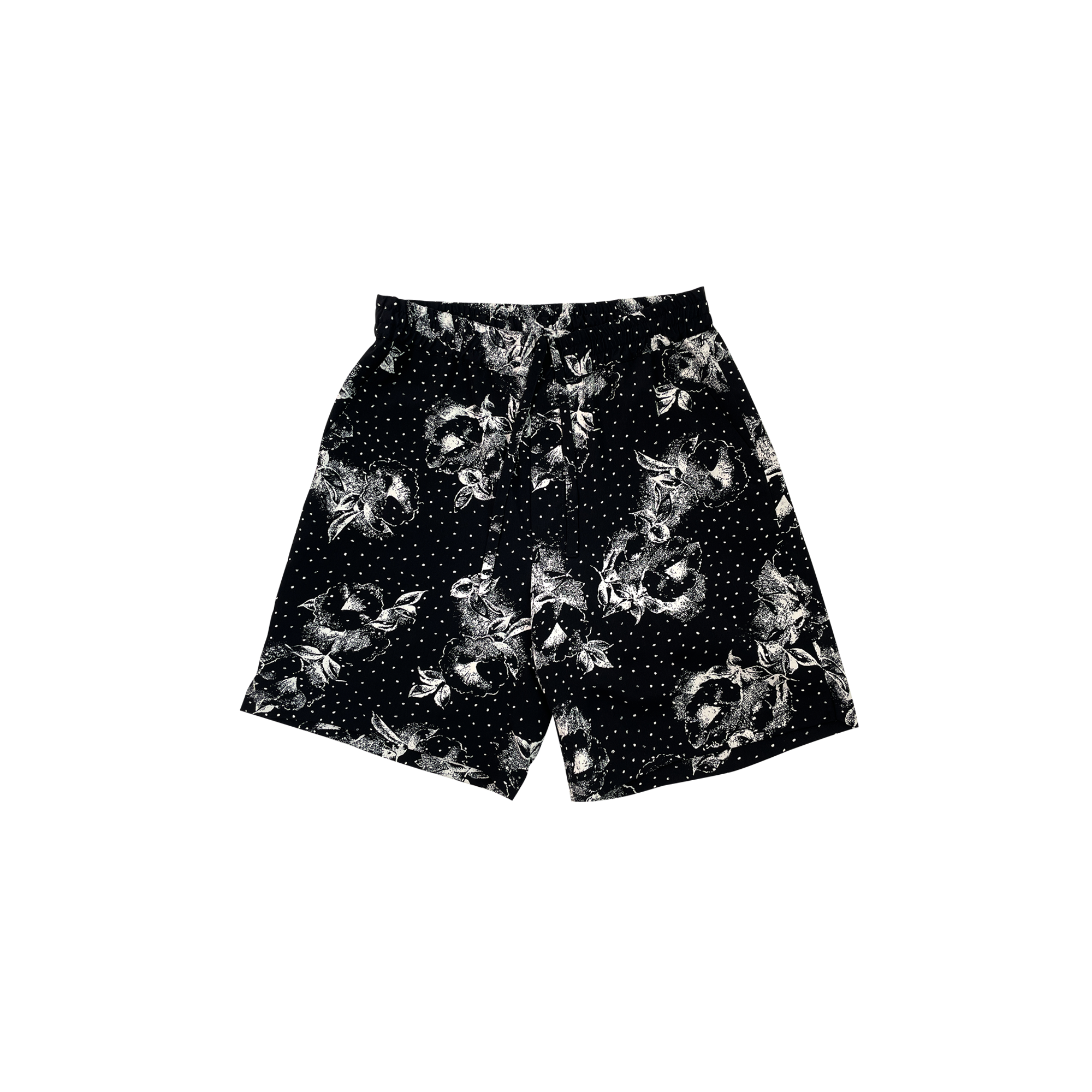 Black Flower Slit Shorts