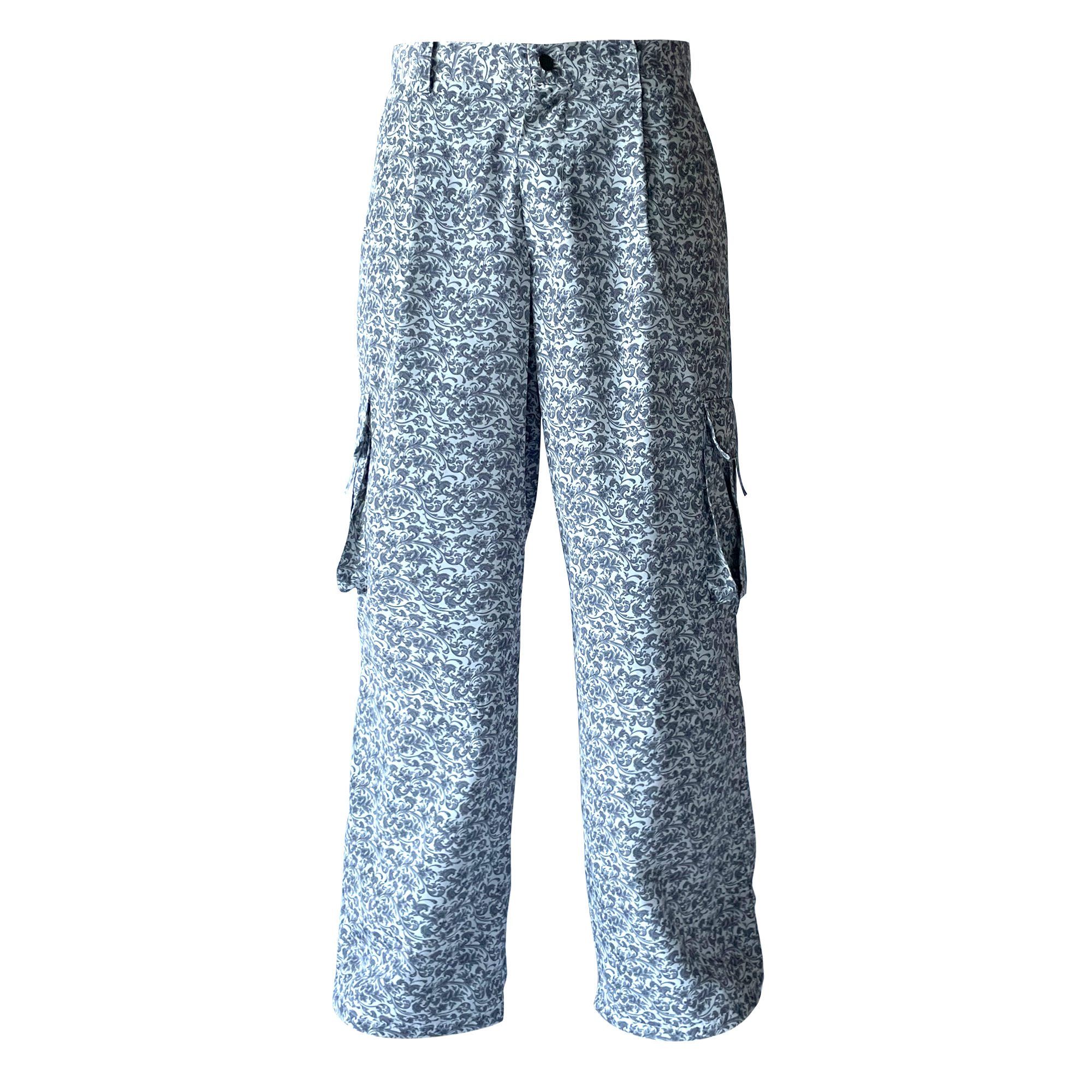 Flower Cargo Pants Gray