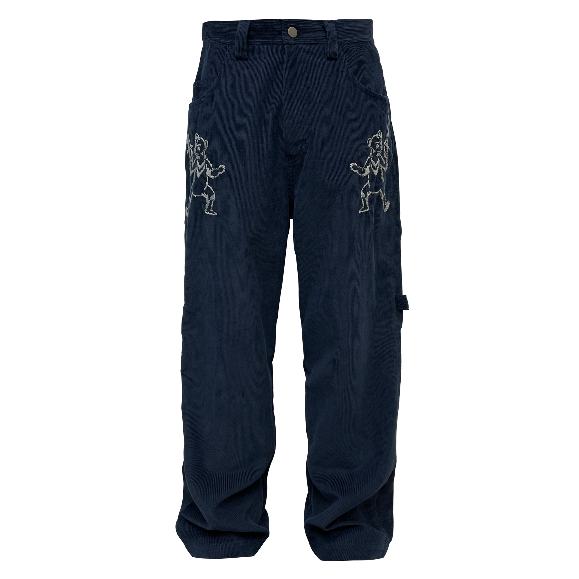 Knight Bear Embroidered Corduroy Pants